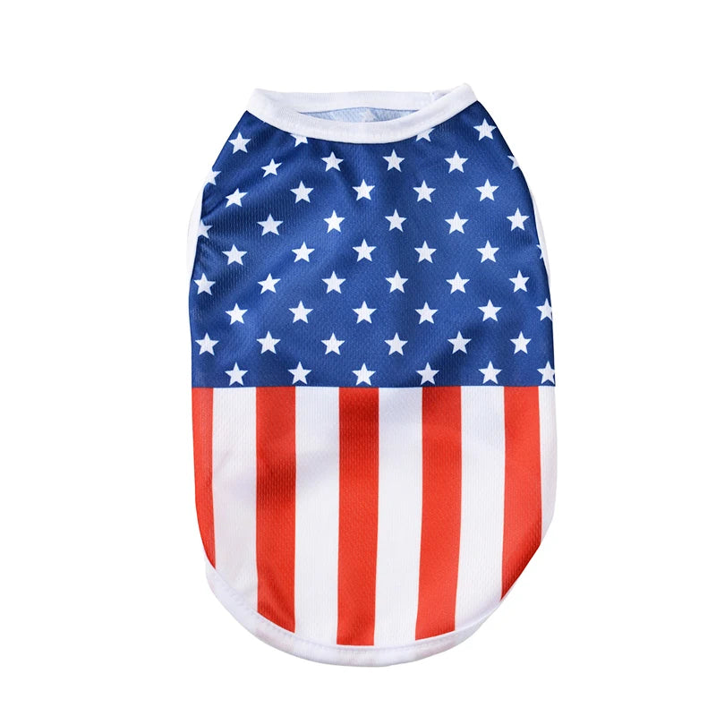 Cat T-shirt For Small Medium Dogs Cats Breathable Summer Pet Costume Independence Day July 4th Kitten Vest Corgi Pug Clothes