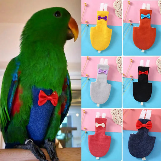 Pet Bird Diaper Clothes with Bowtie