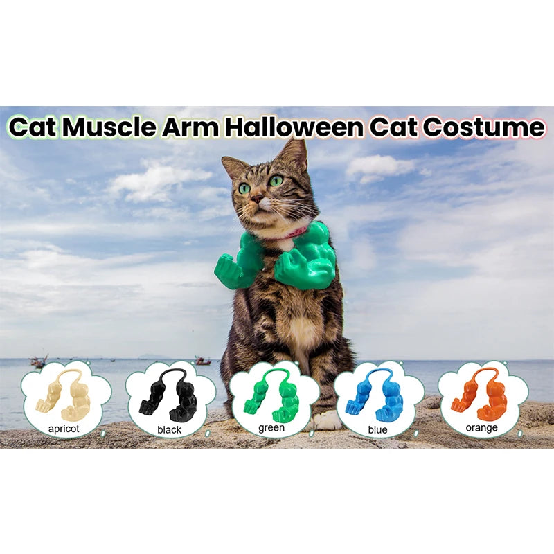 3D Printed Creative Cat Muscle Arms Halloween Pet Costume Role Play Accessories Lightweight Neck Arm Band Funny Gift For Cats