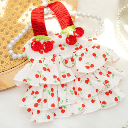 Pet Dress for Dogs & Cats - Layered Cake Style Printed Clothes, Small Medium Breed Apparel, Adorable Summer Outfit