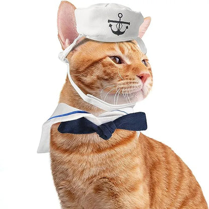 Funny Pet Cat Costumes Small Dog Rabbit Apparel Clothes For Halloween Cosplay Navy Sailor Clothes Jacket Cloak Dog Accessories