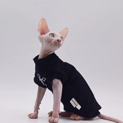 Hairless Cat Clothes Sphinx Deven Black Soft Breathable T-shirt Pet Clothes For Small Dogs Shirt Clothing for Cats