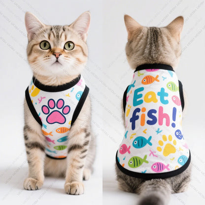2025 Pet Cat Clothing Cat Vest Summer Cool Clothing Features "Cat King" Leopard Pattern Exclusive for Cute Pets Cat Lovers