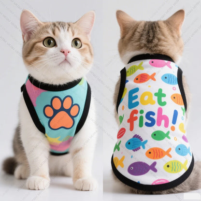 2025 Pet Cat Clothing Cat Vest Summer Cool Clothing Features "Cat King" Leopard Pattern Exclusive for Cute Pets Cat Lovers