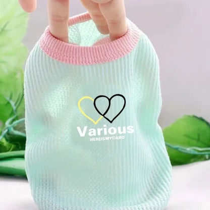 Cat Clothes Cute Summer Thin Style Four Foot Clothing Macarone Air Conditioning Vest Pet