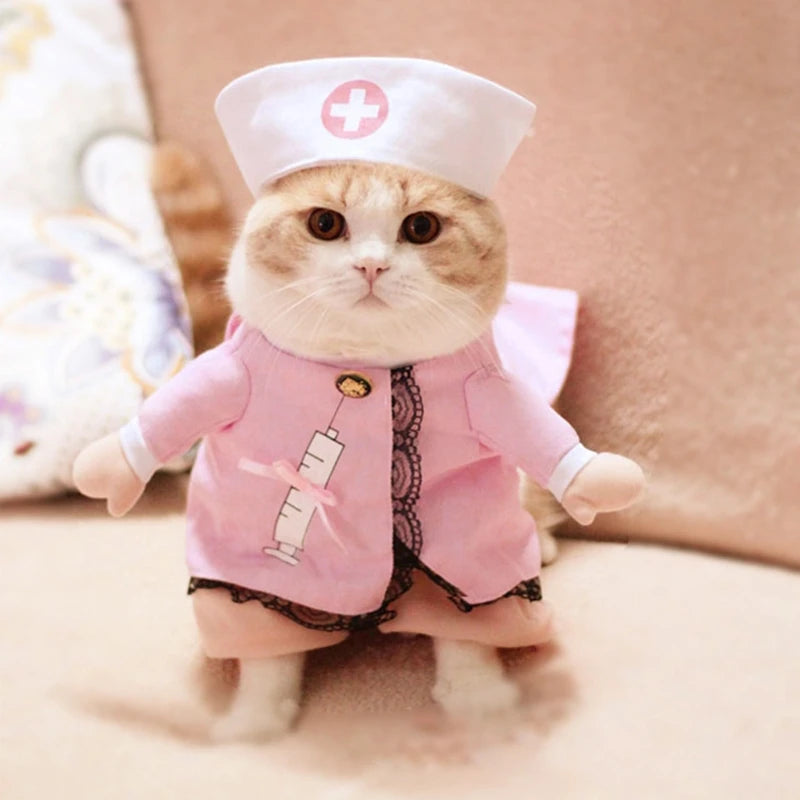 Dog Costume Nurse Clothes Halloween Cat Nurse Outfit Small Animal Funny Holiday Apparel for Puppy Kitten Rabbit Piggy Y5GB
