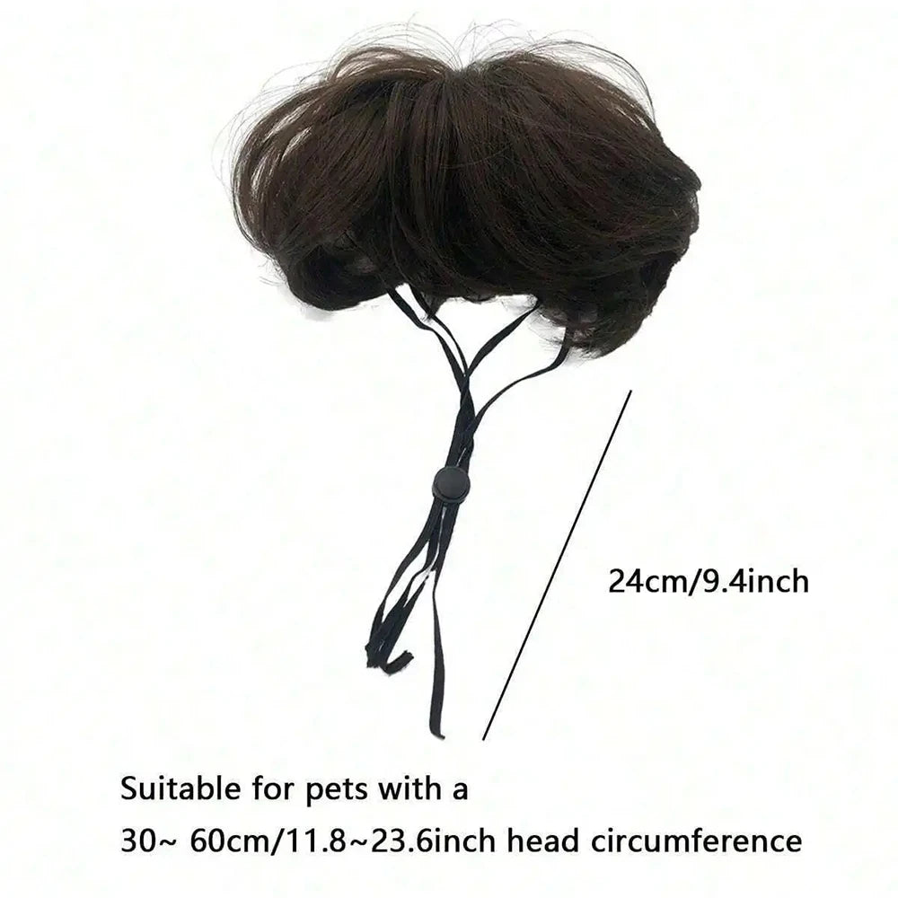 Funny Pet Cosplay Wig Short Dog Costume Wig Pet Decorations Cats Hair Hat Costumes Head Accessories Halloowen Christmas Supplies