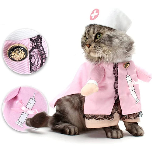 Dog Costume Nurse Clothes Halloween Cat Nurse Outfit Small Animal Funny Holiday Apparel for Puppy Kitten Rabbit Piggy Y5GB