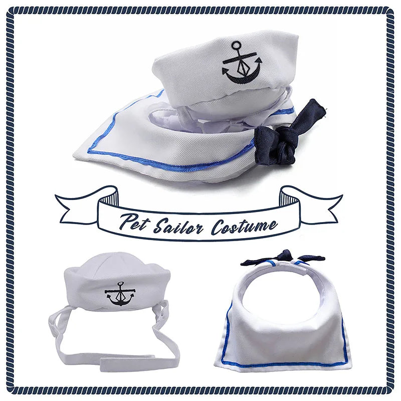 Funny Pet Cat Costumes Small Dog Rabbit Apparel Clothes For Halloween Cosplay Navy Sailor Clothes Jacket Cloak Dog Accessories